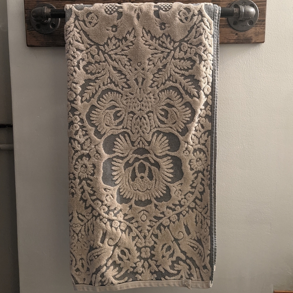 Blue & White Sculpted Anthropologie Bath Towel